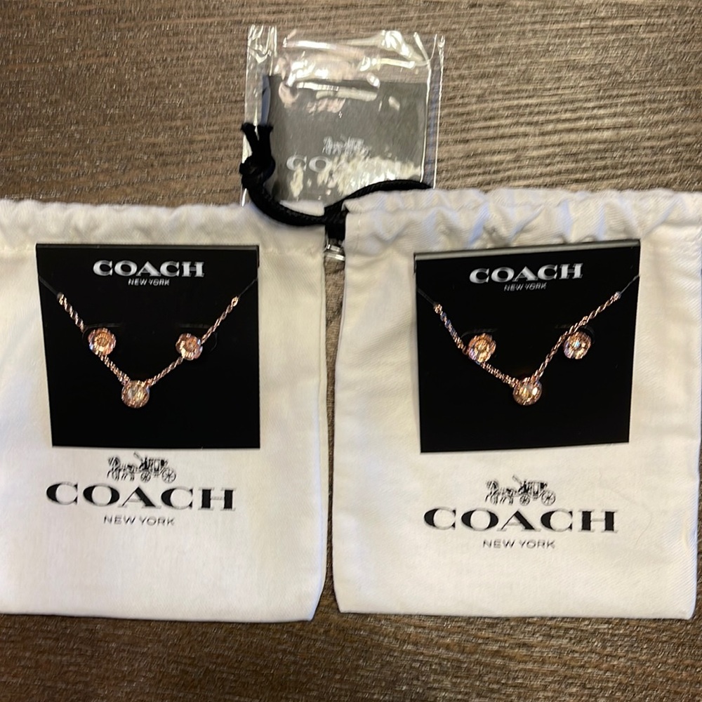 NWT Coach necklace and earrings set.